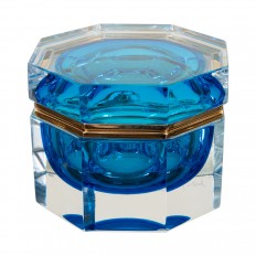 Octagonal peacock blue Murano glass box